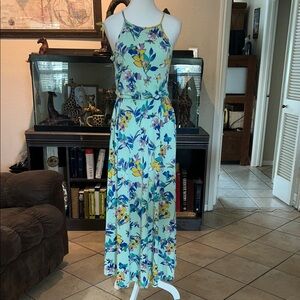 The Limited Floral Halter Maxi Dress - Mint with Blue & Yellow Floral